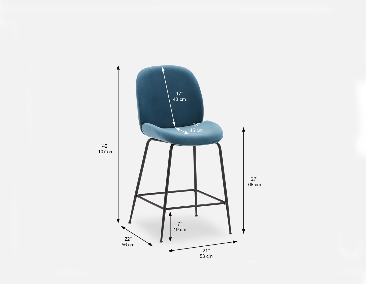 JUDITH tabouret de comptoir en velours avec dossier 68 cm undefined