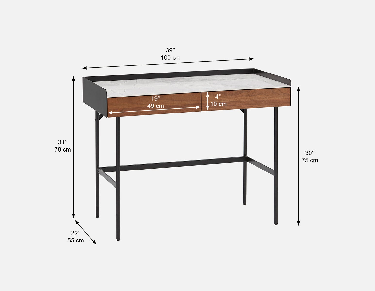 MARTIN bureau avec dessus en céramique (largeur : 100 cm) undefined