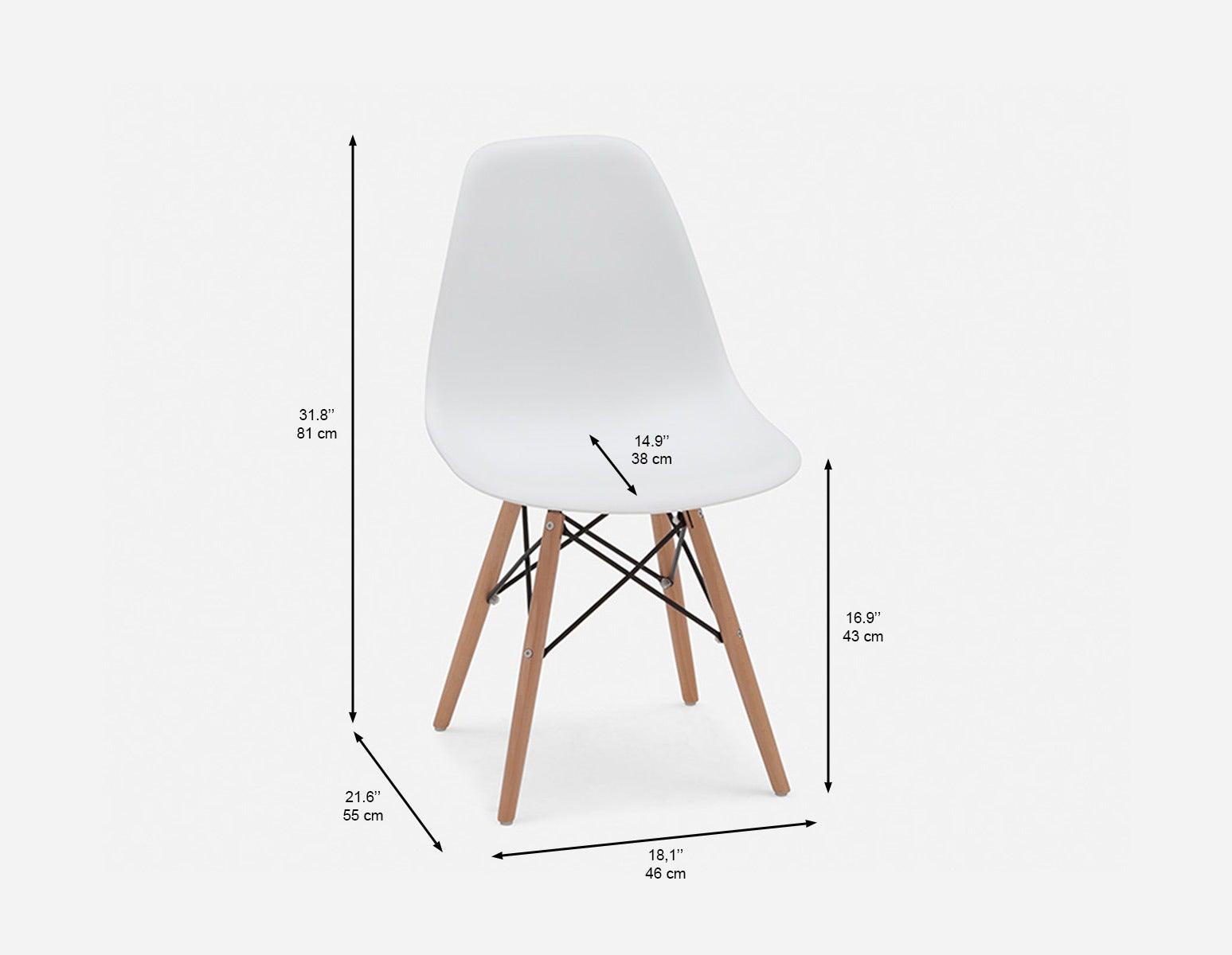 EIFFEL chaise avec base en bois d'hêtre massif moderne du milieu du siècle undefined