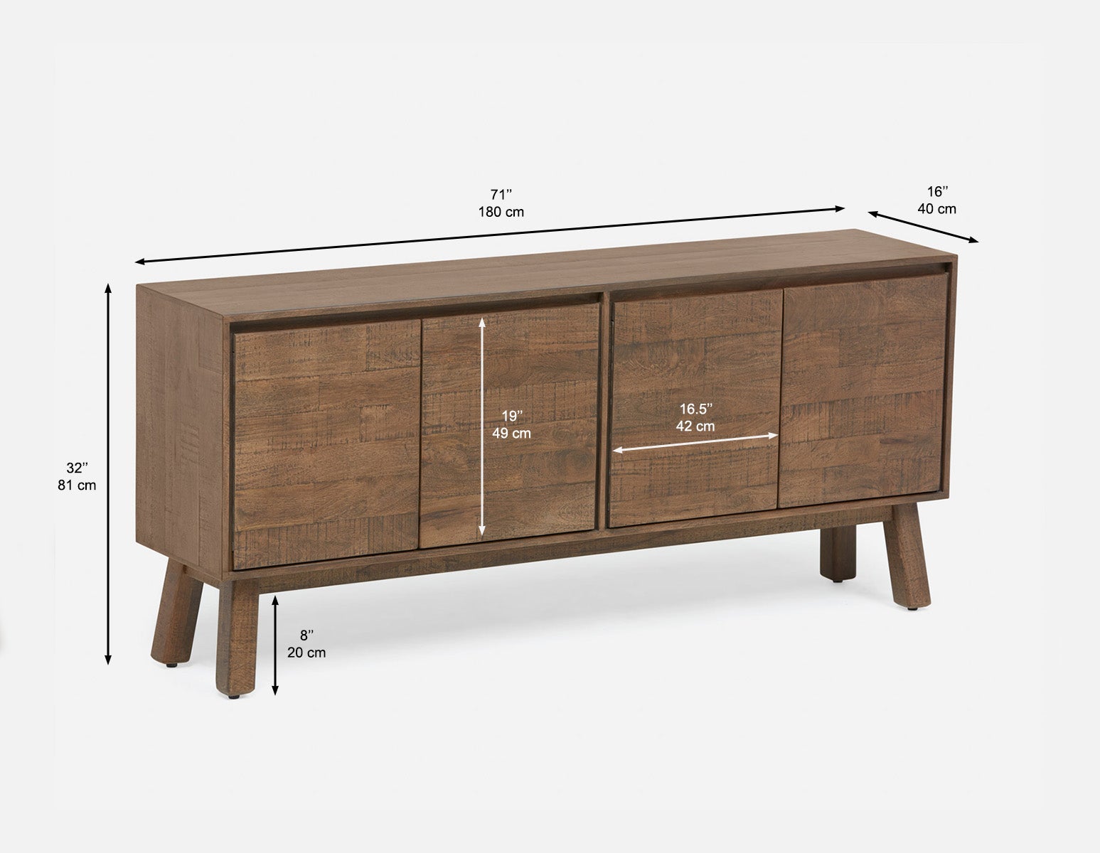 THESSALIA buffet en bois de manguier massif vieilli undefined