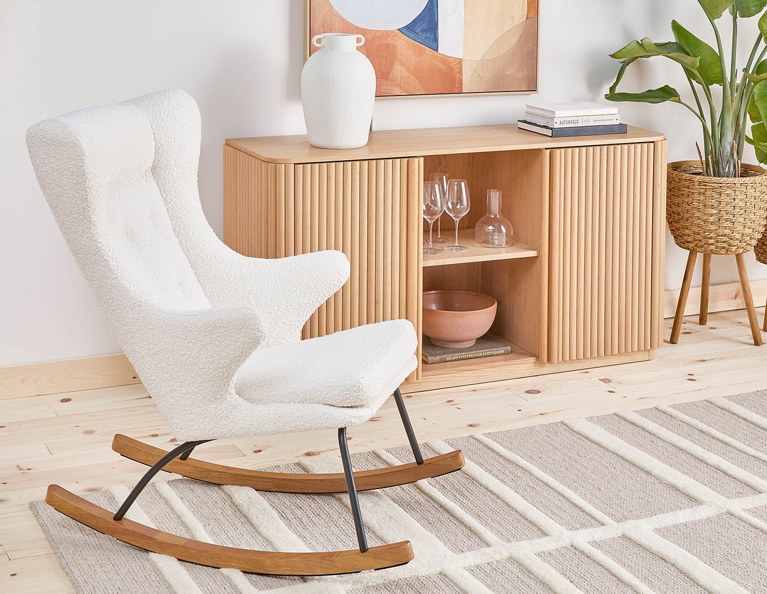 GUYAN fauteuil berçant en fausse laine de mouton undefined