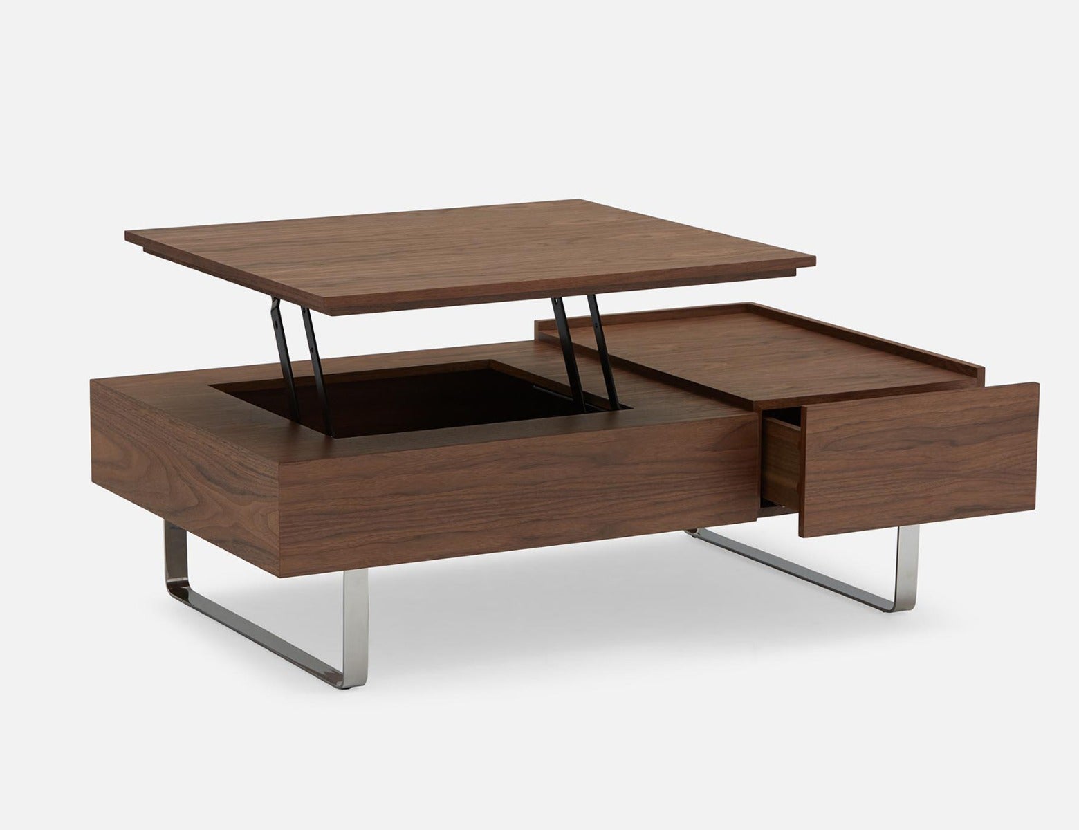 EVO table basse en placage de noyer avec rangement et plateau relevable 120 cm undefined