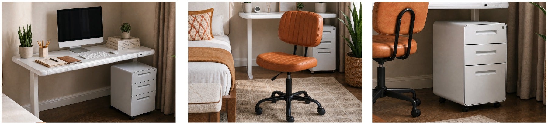 JETSON bureau électrique 120 cm, STERLING chaise de bureau, ERNESTO caisson
