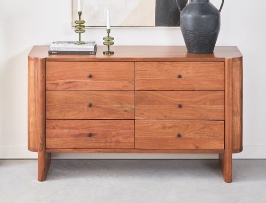 MUMBAI commode 6 tiroirs en bois d'acacia
