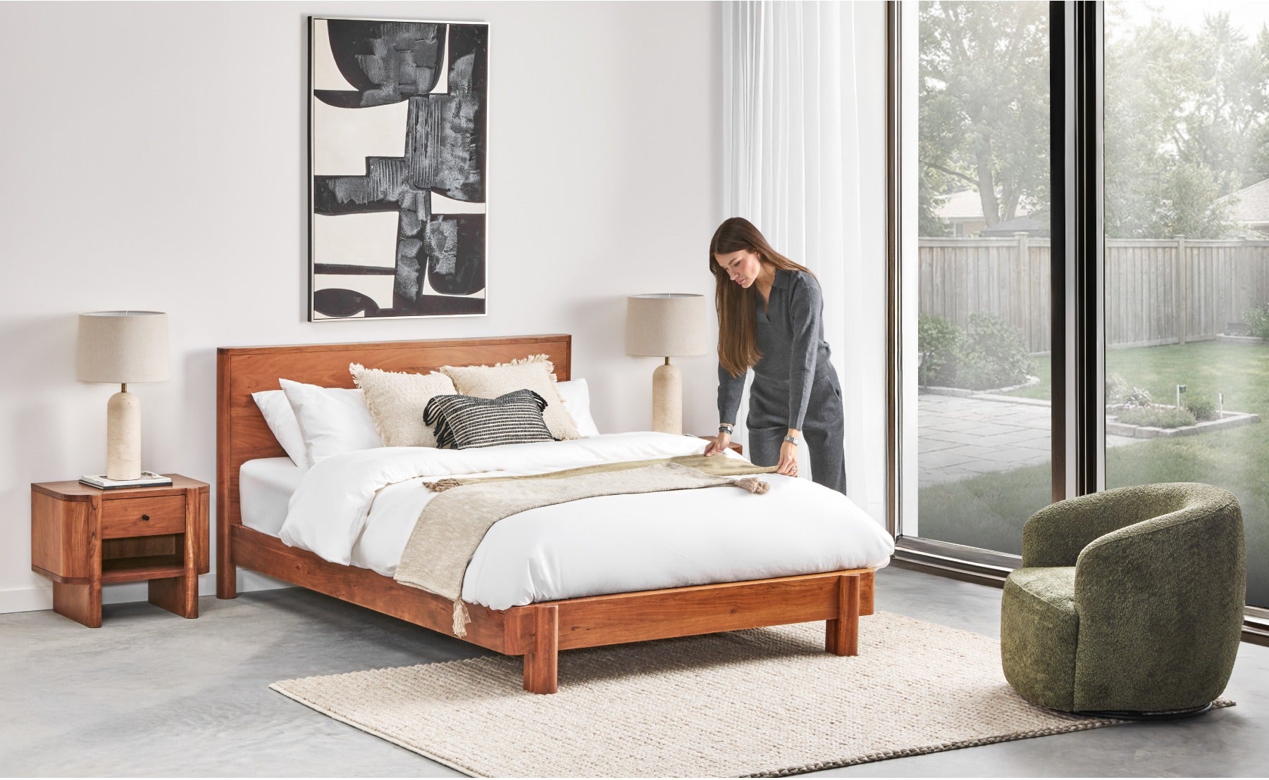 MUMBAI grand lit en bois d'acacia