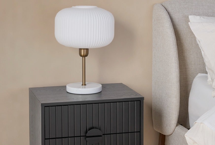 ILIANA lampe de table 43 cm haut - MONTANA table de chevet 2 tiroirs