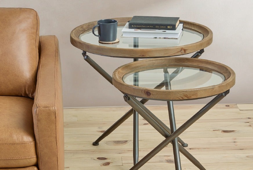 KAY ensemble de 2 tables gigognes en bois de sapin