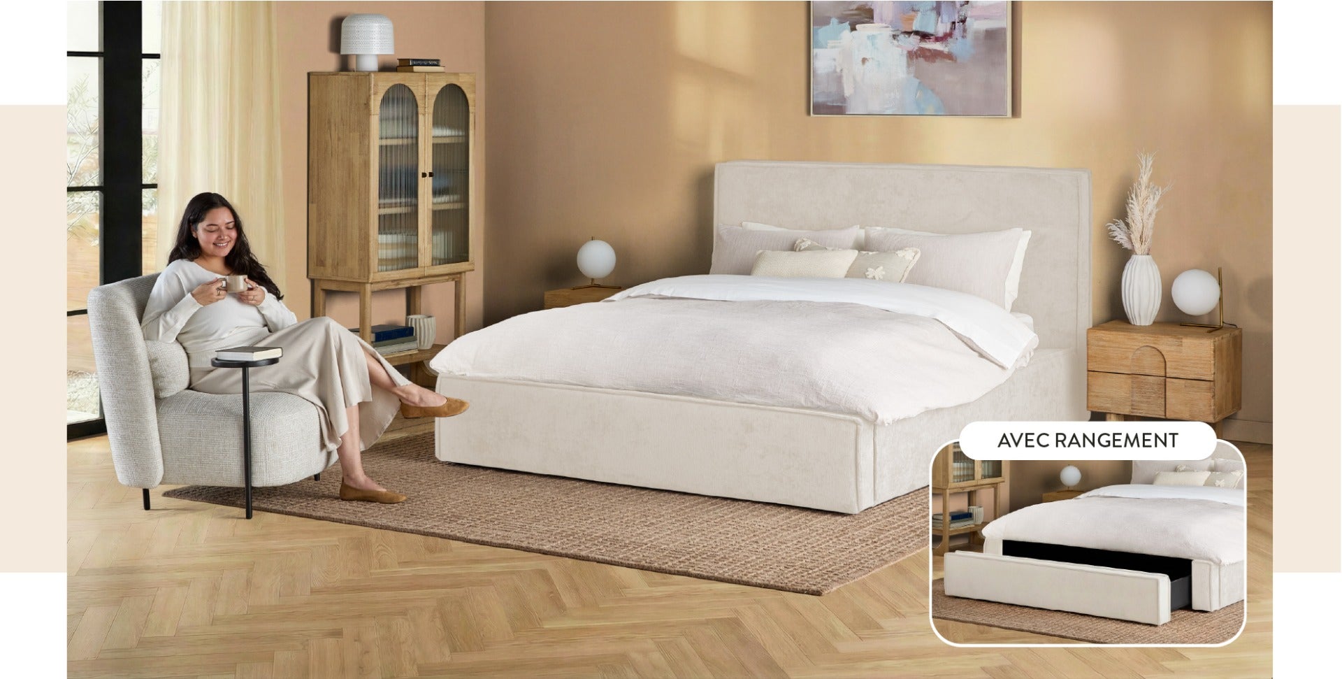 SORGUE grand lit avec rangement