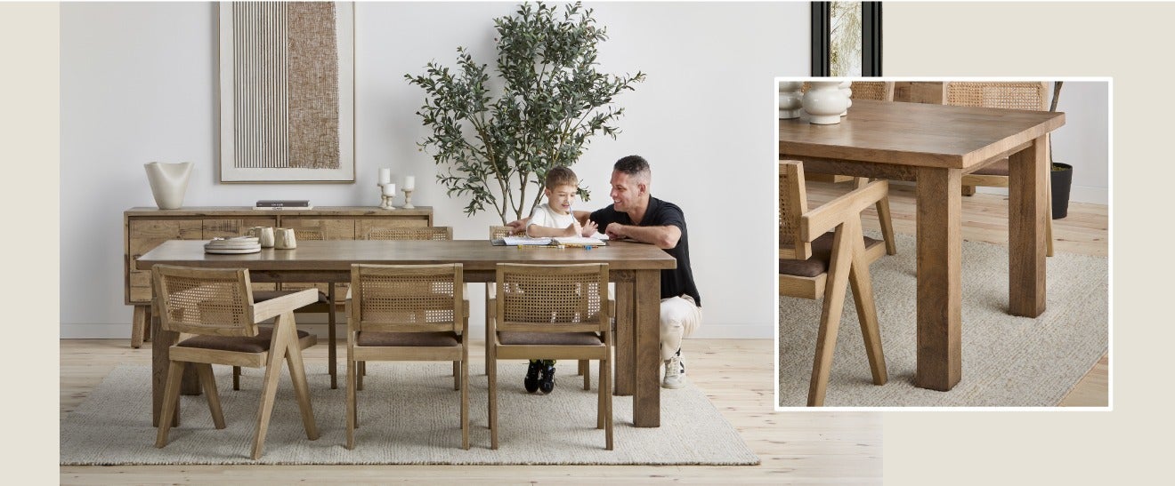 EPIRUS table de salle à manger en bois de manguier massif 240 cm