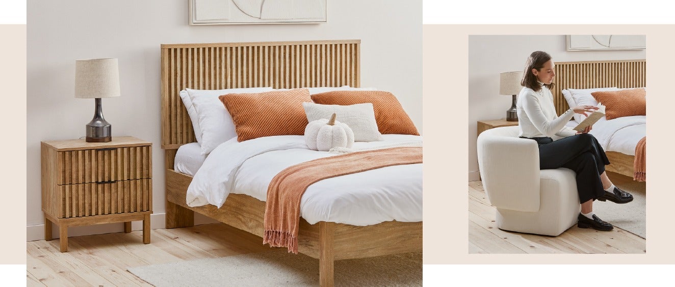 Lit et table de chevet RIONA et fauteuil ROANNE