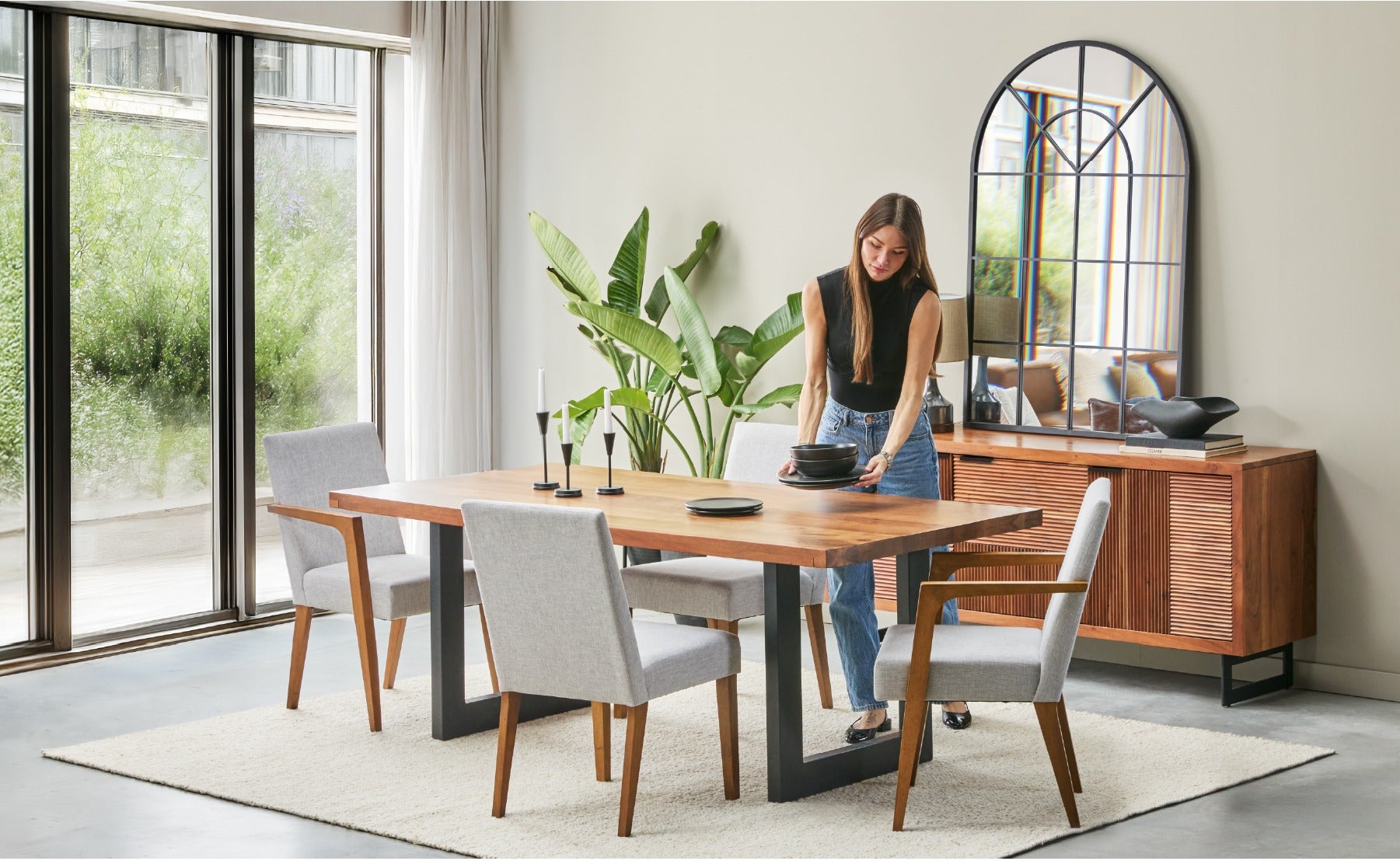 LYON table à dîner en bois d'acacia 200 cm