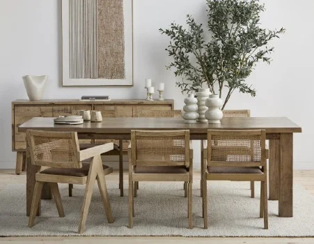 EPIRUS - grande table de salle à manger en bois de manguier massif 240 cm - Naturel