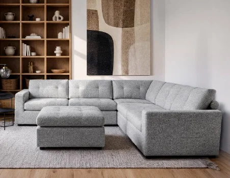 LEONIA - canapé d'angle contemporain - Gris