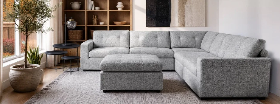 LEONIA - canapé d'angle contemporain - Gris