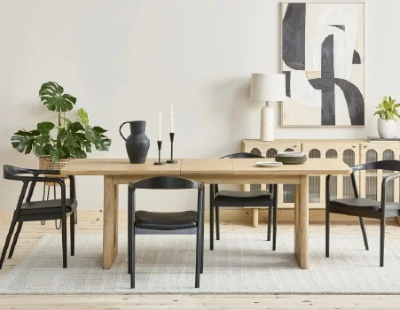 PRIYA - table à rallonges en bois d'acacia 180-220 cm - Naturel