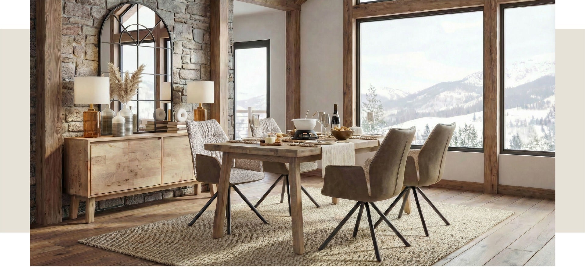 THESSALIA table de salle à manger en bois de manguier massif 200 cm