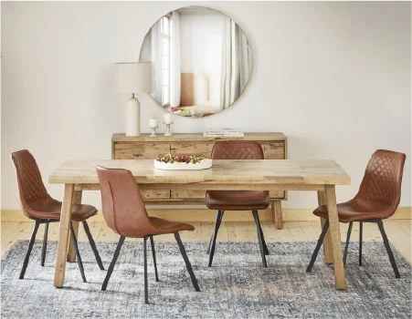 THESSALIA - table de salle à manger en bois de manguier massif vieilli 200 cm rustique - Naturel