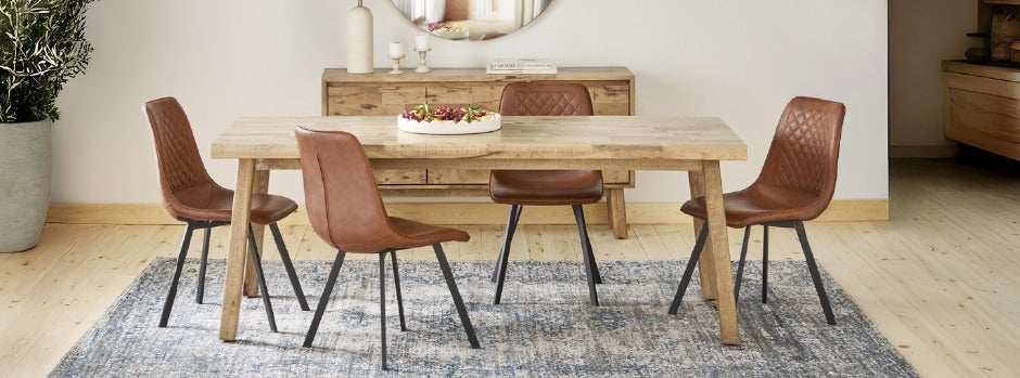 THESSALIA - table de salle à manger en bois de manguier massif vieilli 200 cm rustique - Naturel